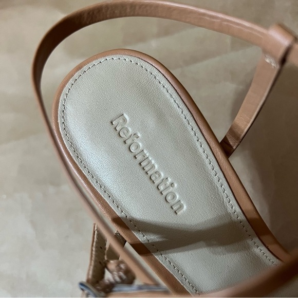 Reformation | Ivy Heels Strappy Sandals Leather Tan Naked Size 9 - Picture 8 of 16